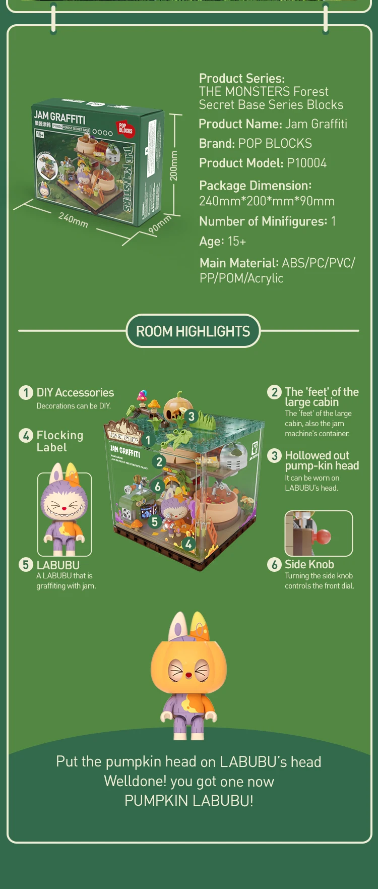 Original Labubu The Monsters Forest Secret Base block set display with detailed figures from Pop Mart