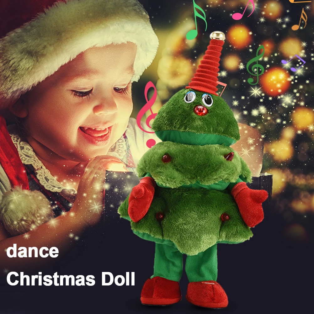 Electric Christmas Plush Dolls Creative Plush Xmas Tree Dolls Funny Singing Music Dancing Toy for Xmas Party Decor