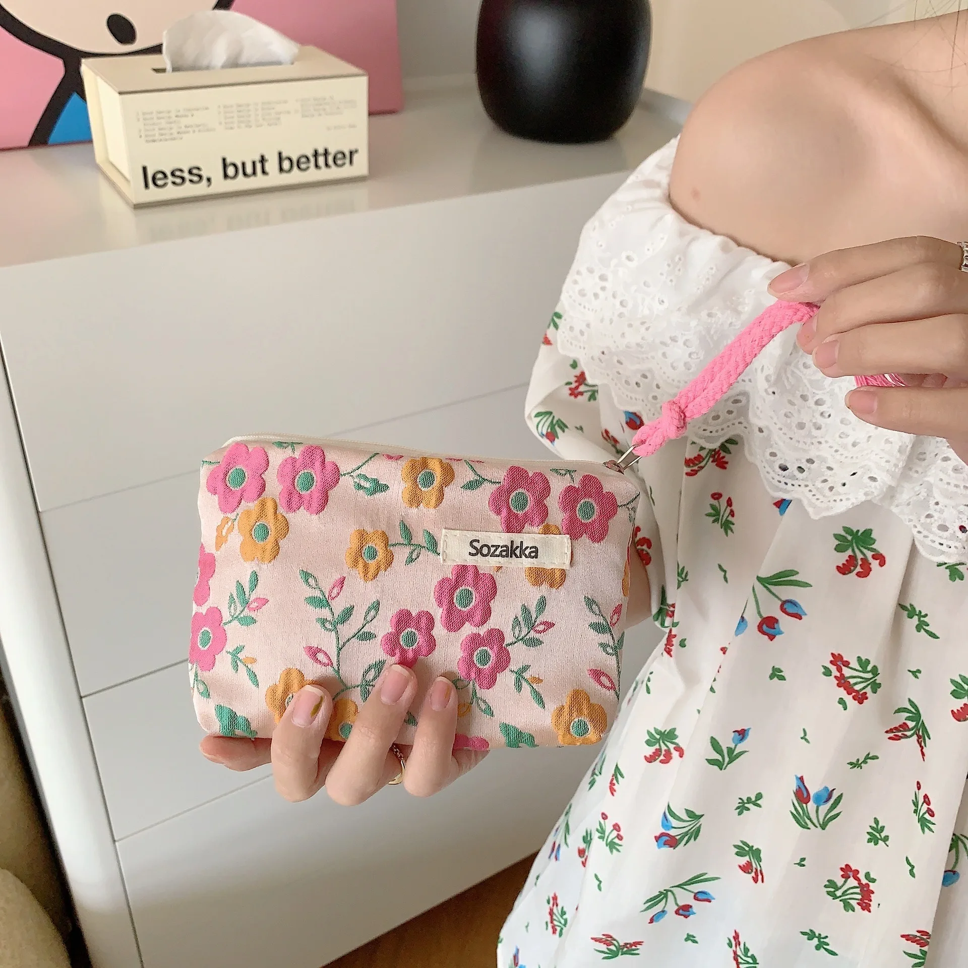 Kawaii Blumen reise kosmetische Lippenstift Münz geldbörse Aufbewahrung tasche Frauen niedlichen Make-up Handtaschen Brieftasche Veranstalter Bleistift Fälle Beutel Tasche – Detail 31