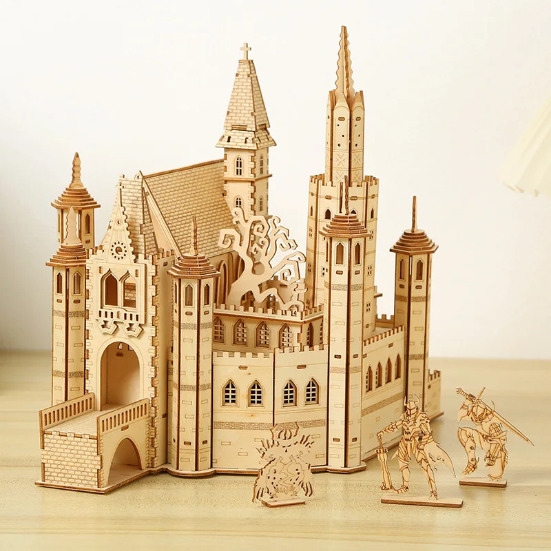 3D Puzzles Lost Castle Wooden Assembly Model Kit Handmade Toys model building kits wood DIY Assembly Jigsaw Toy for Kids Adults 2