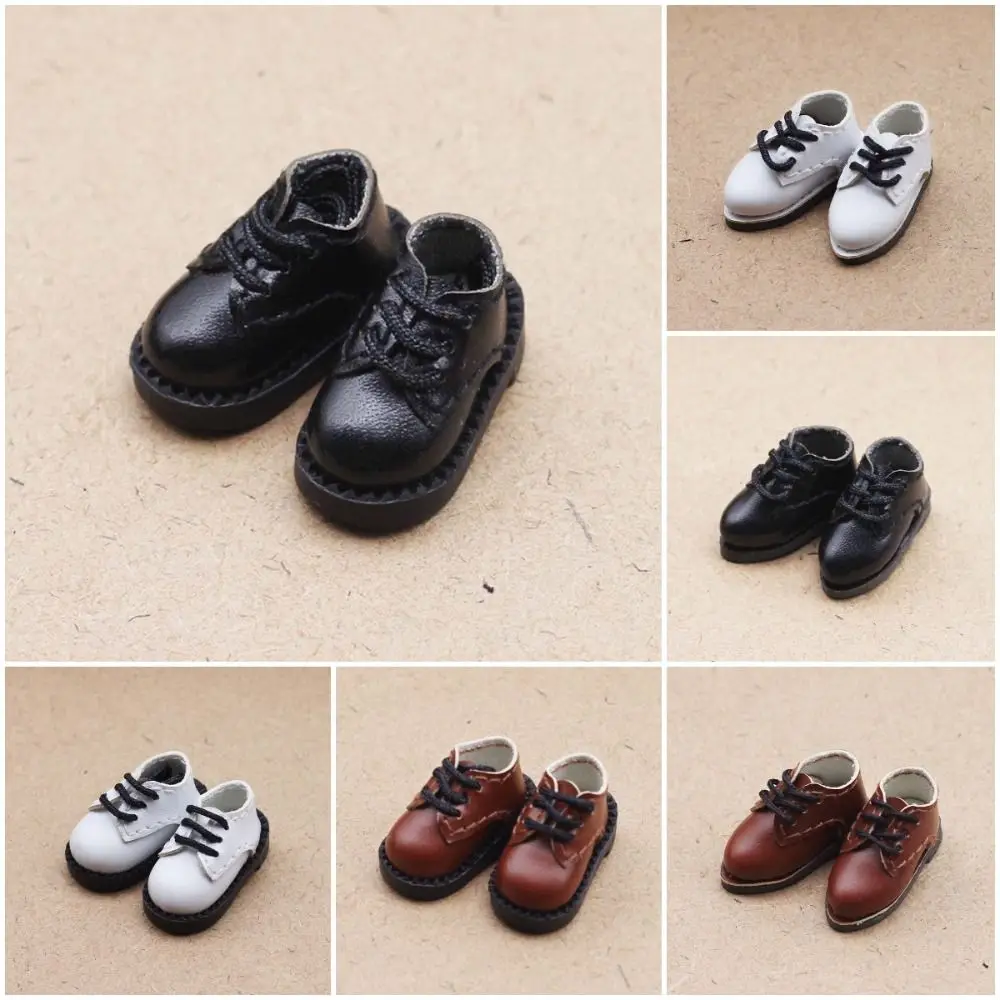 1Pair Mini Clothes Toys PU Leather 1/12 Bjd Shoes Round Toe 1 Pair PU Leather Shoes Mini Cute BJD PU Shoes Body Dolls
