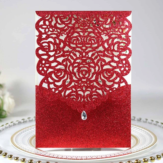 Glitter Paper Royal Wedding Invitation Card Laser Cut Hand Made Wedding  Decorative Invitation Card Elegant Design - Cards & Invitations - AliExpress