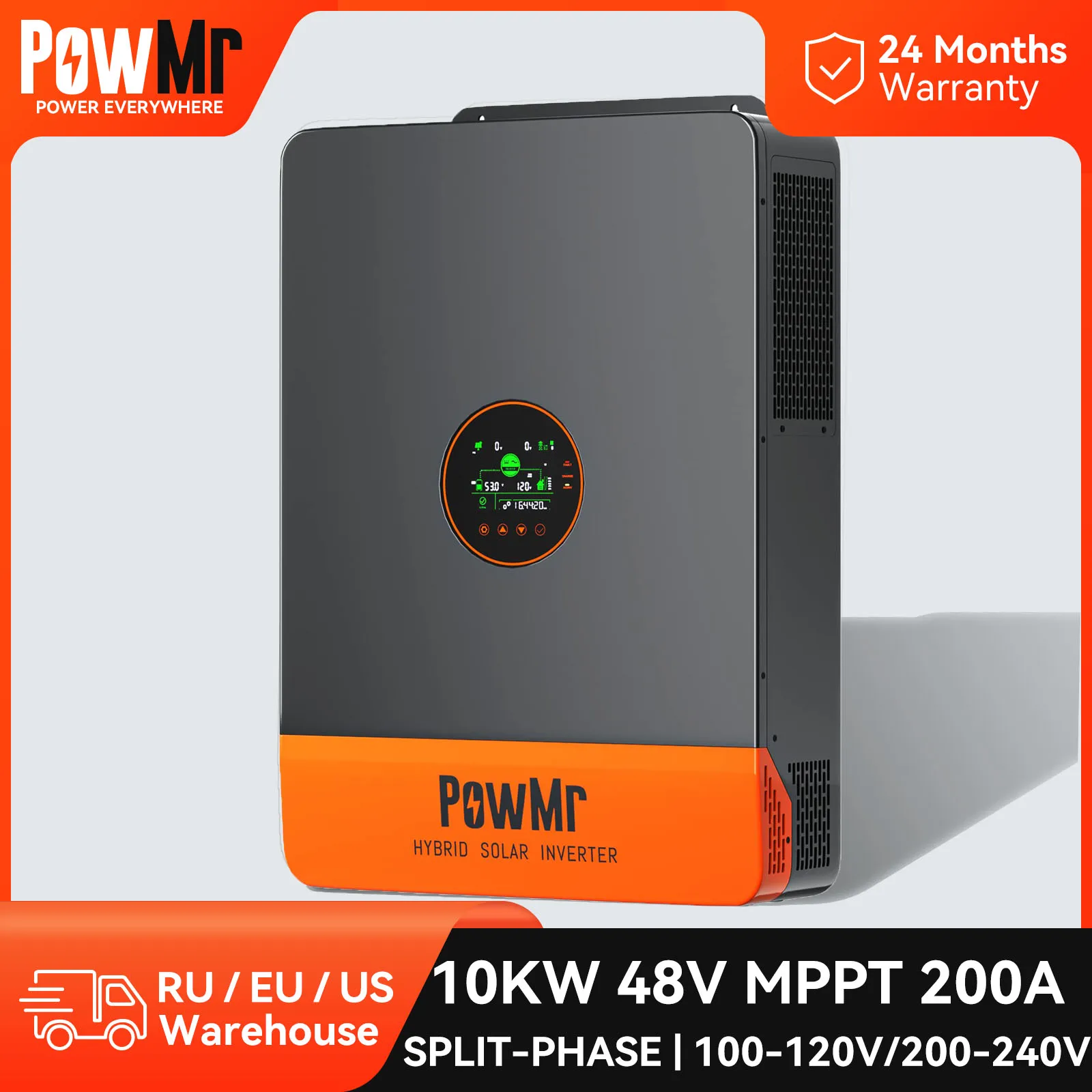 PowMr MPPT 200A Hybrid Solar Inverter 10KW Split-Phase Inverter 48V to ...