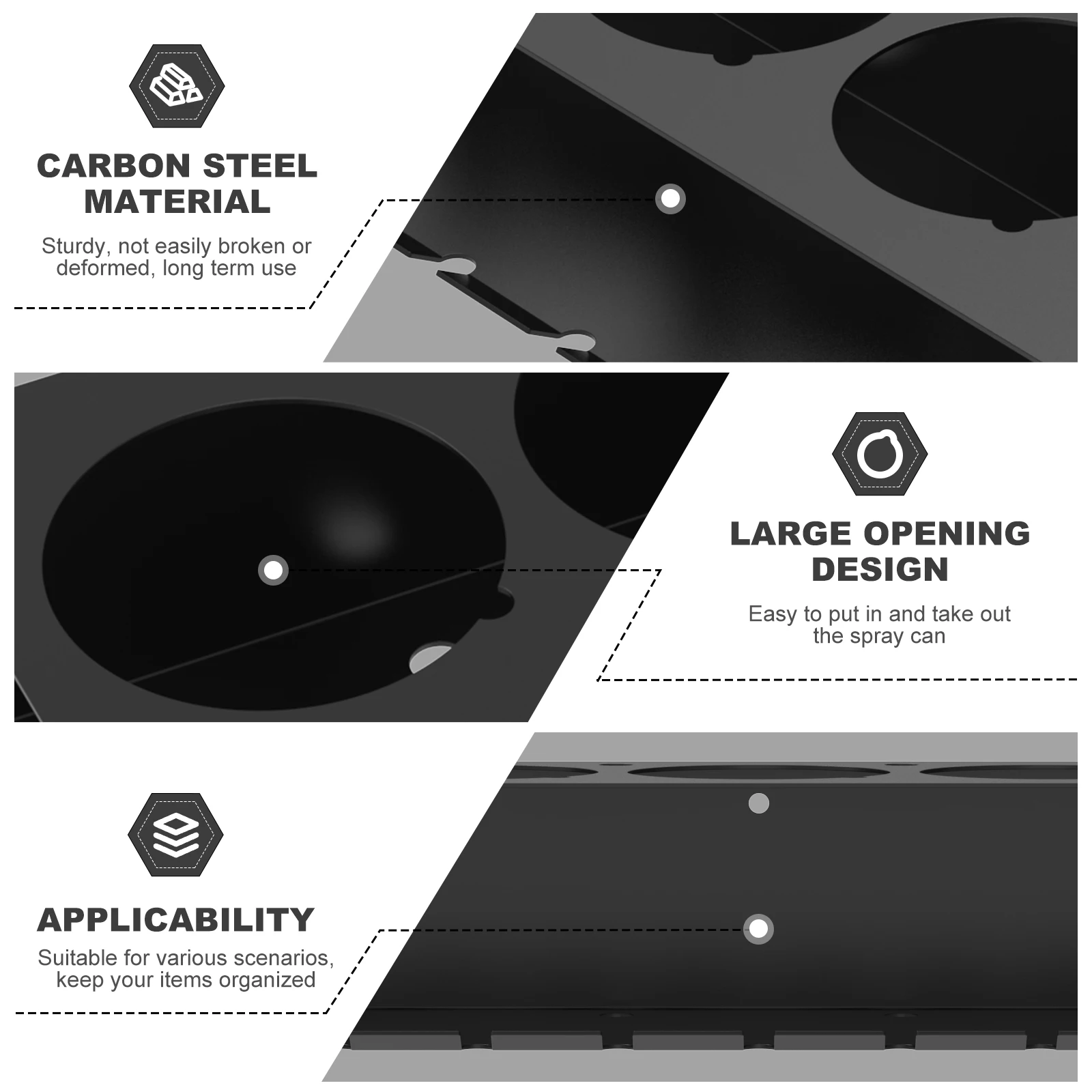 Carbon Steel Aerosol Spray Can Holder Large Opening Wall Mounted Aerosol Spray Organizer Multipurpose Easy Access Bottle