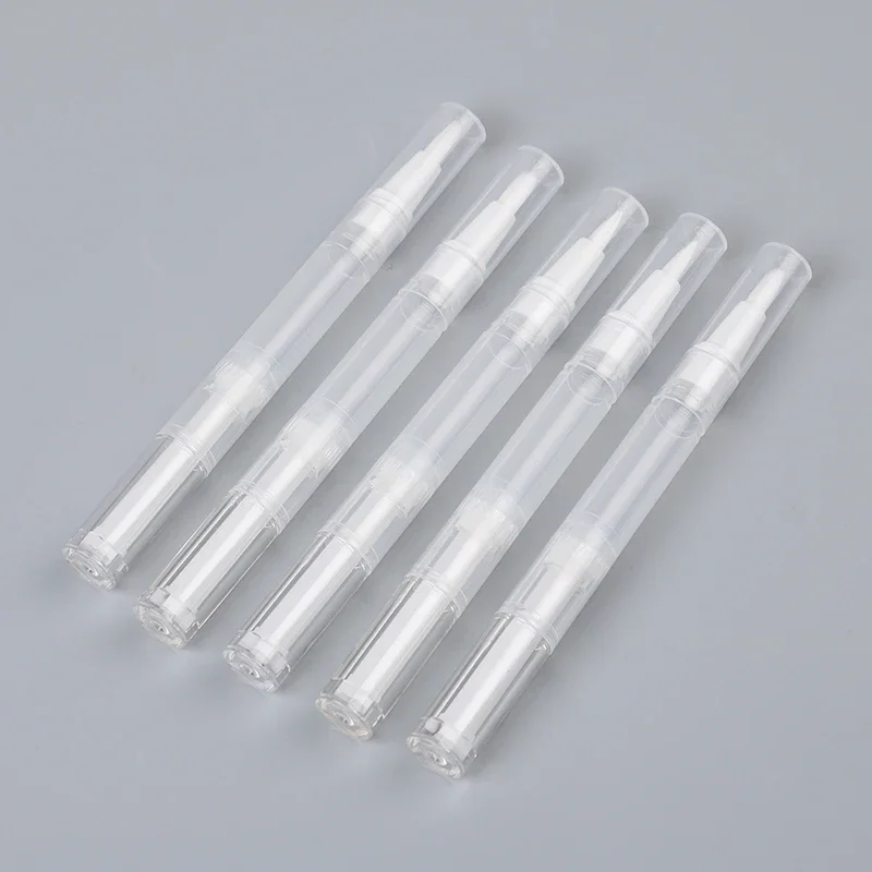 Transparent Cosmetic Nail Oil Pen With Brush  5Pcs 3ml Transparent Twist Nail Twist Pens Empty Container Pen Lip Gloss Tubes