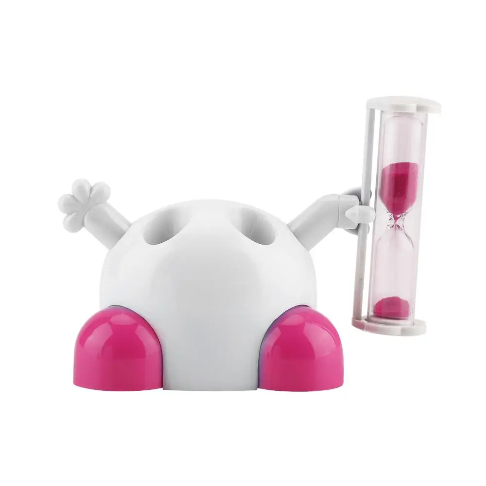 CartoonToothbrushHolderChildrenToothBrushingHourglass3MinutesCountdownTimerBathroomOrganizerHardwareAccessories