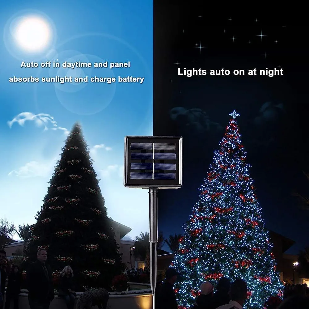 Solar-Powered Waterproof LED Fairy Lights – 100 Lights, 8 Lighting Modes for Outdoor & Indoor Decor