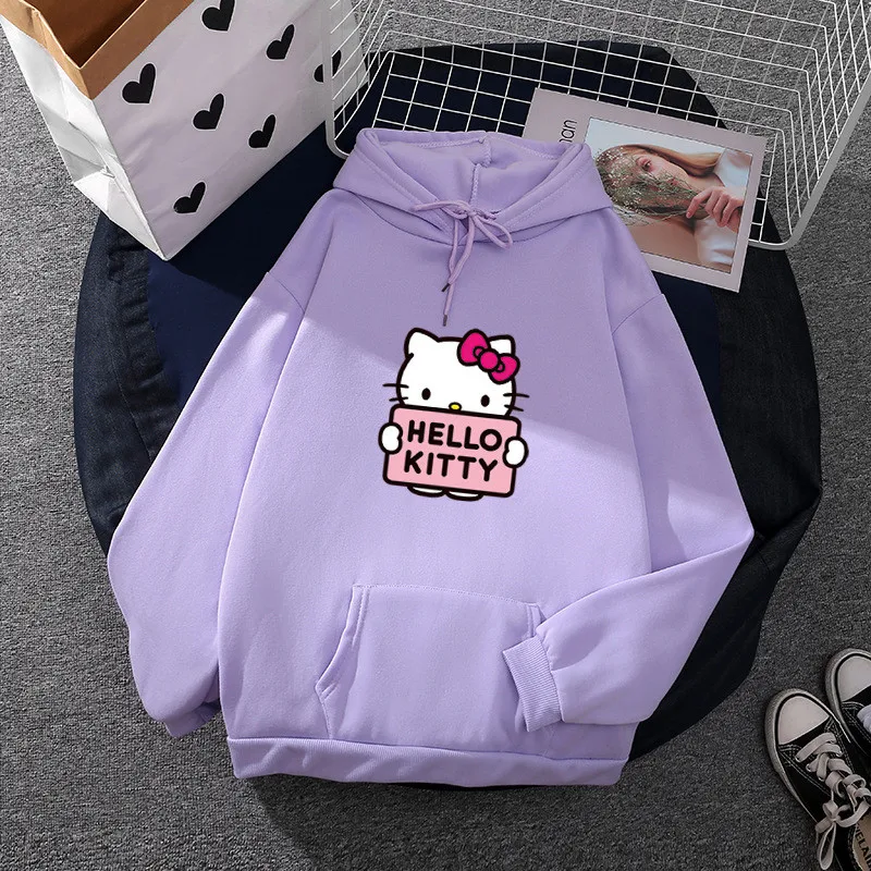 thumbnail image 1 of Sudadera con capucha de dibujos animados Sanrio Hello-Kitty para mujer, sudadera de moda coreana para niñas, ropa modelo de primavera y otoño, ropa informal de manga larga, 1 of 5