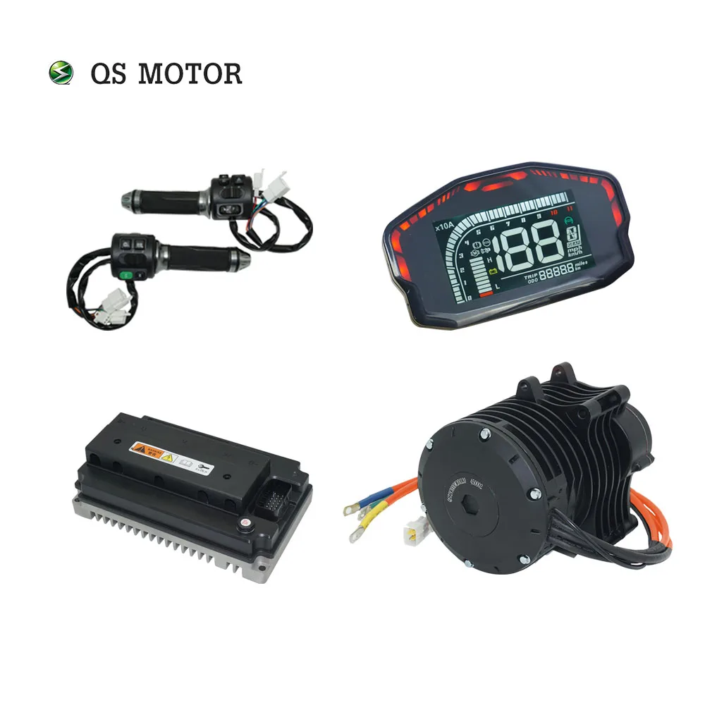 QSMOTOR 138 3000W V3 70H 5500W Max continuous 72V 100KPH Mid drive Motor with EM150-2SP Controller for go-kart