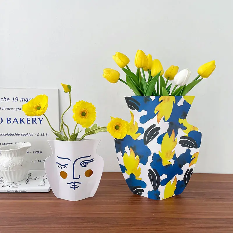 

INS Paper Glass Vase Home Decor Face Art Flower Vase Plant Pots Decorative Home Accessories Living Room Decoration Gift Crafts