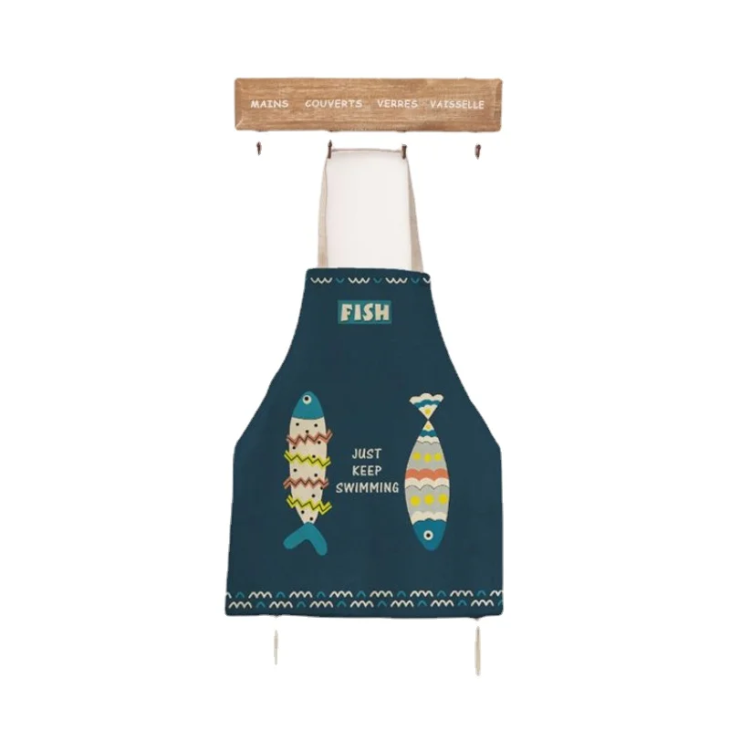 

Cotton and Linen Cartoon Cute Sleeveless Apron Kitchen Cooking Fabric Art Adult Home Cute Apron Fashion Apron Kawaii Kitchen