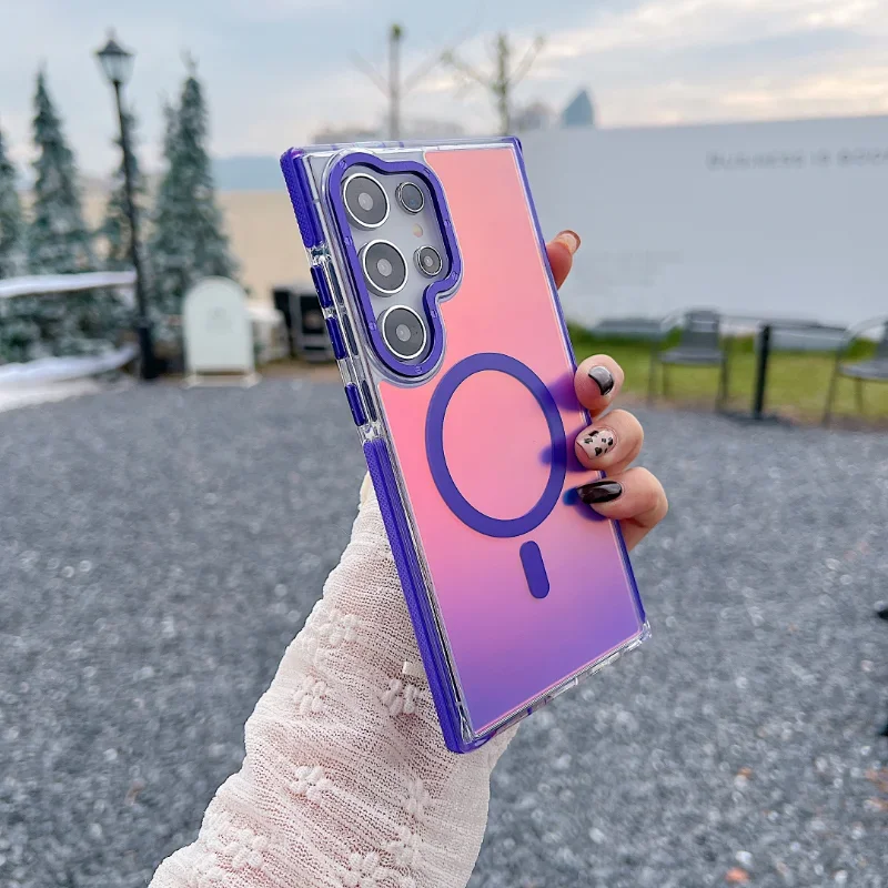 Enhanced Metal Lens MagSafe Phone Case with Wireless Charging and Discolour Cover