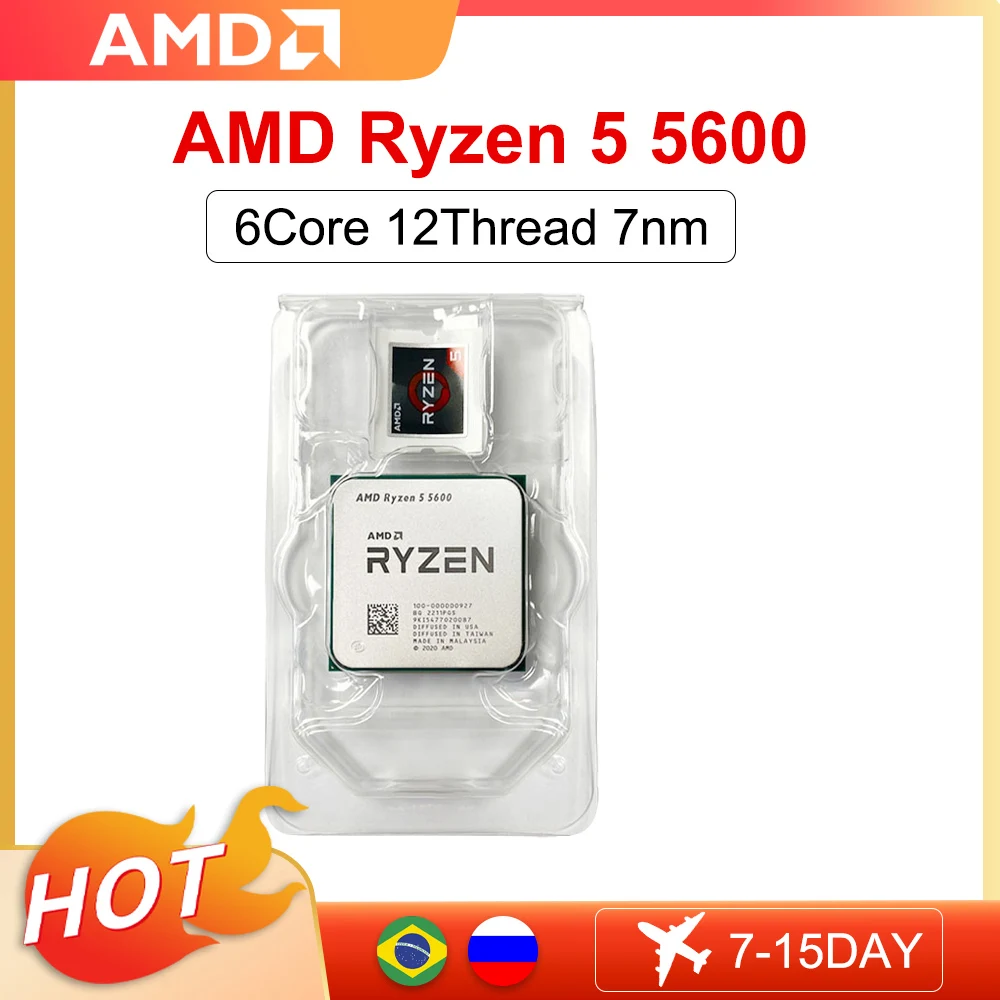 Amd New Ryzen 5 5600 R5 5600 Cpu Game Processor Socket Am4 6-Core 12-Thread 65W Ddr4 Accessori Desktop Processore Ryzen 5 5600