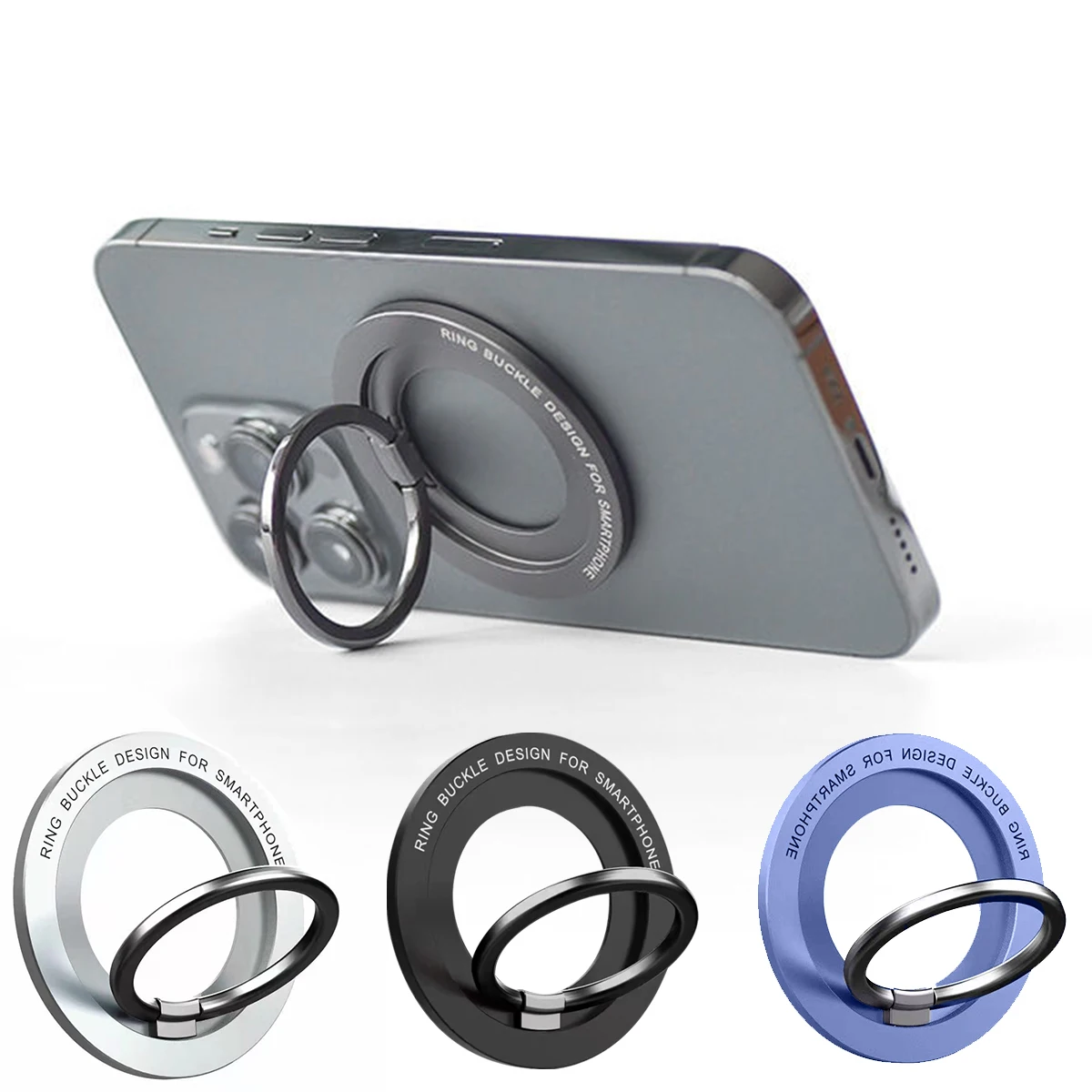 Soporte De Anillo Magnético Para Smartphone Con Placa De Metal Black