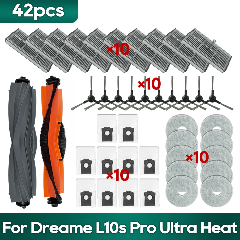 Compatível com o Dreame L10s Pro Ultra Heat X30 Ultra X30 Pro Plus Kit Peças de Reposição Acessórios Escova Filtro Pano de Esfregão Bolsa de pó