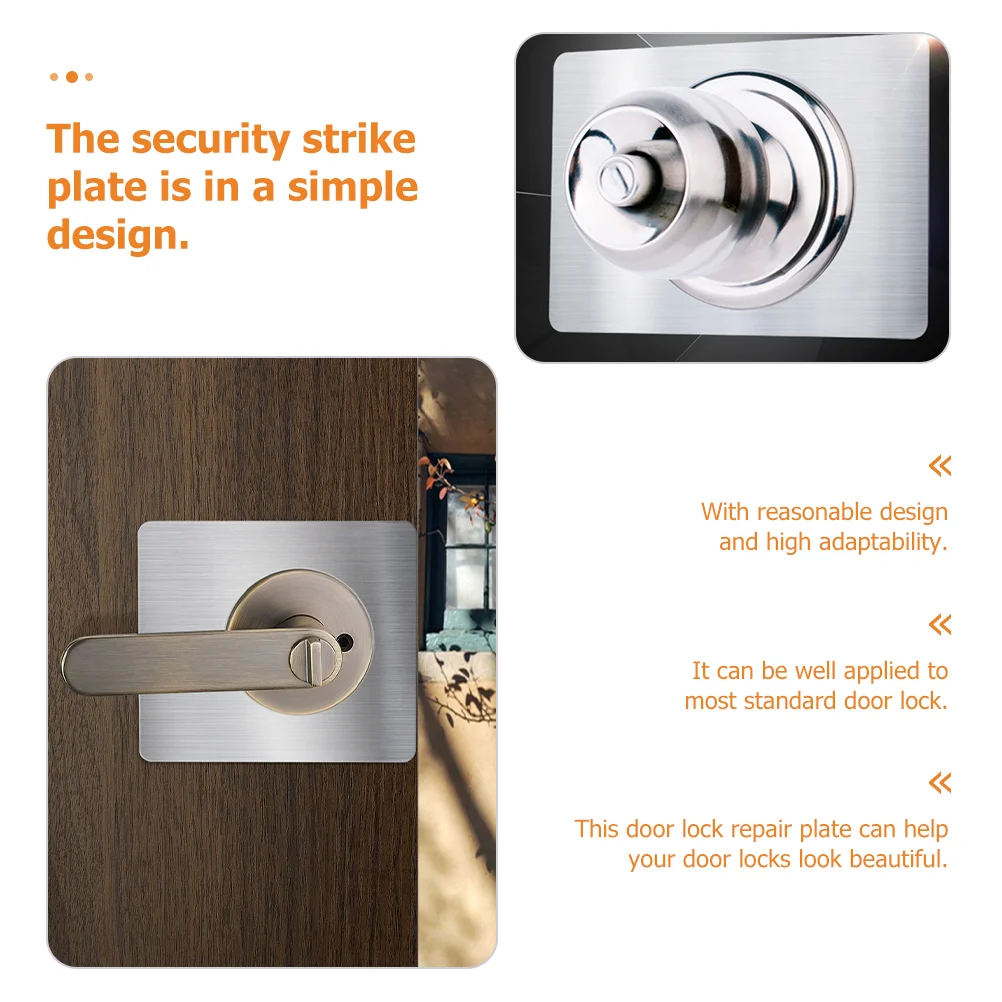 2 Pcs Door Lock Repair Board Leverage Hole Cover Plate Fixed Covers Stainless Steel Kit Kick Front Reinforcement Plates Knob