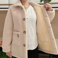 Thickened Lamb Fur Jacket Women's Outerwear Winter Warm Anti-Cold Upper Apparel Autumn Winter New Style Mom's Fashion