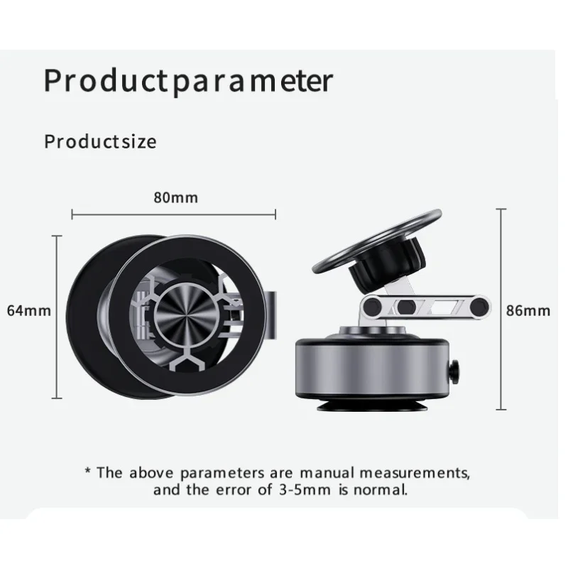 Portable Foldable Car Magnetic Vacuum Adsorption Bracket 360 Degree Rotating Desktop Wall Bathroom Vlog Electric Sucker Holder