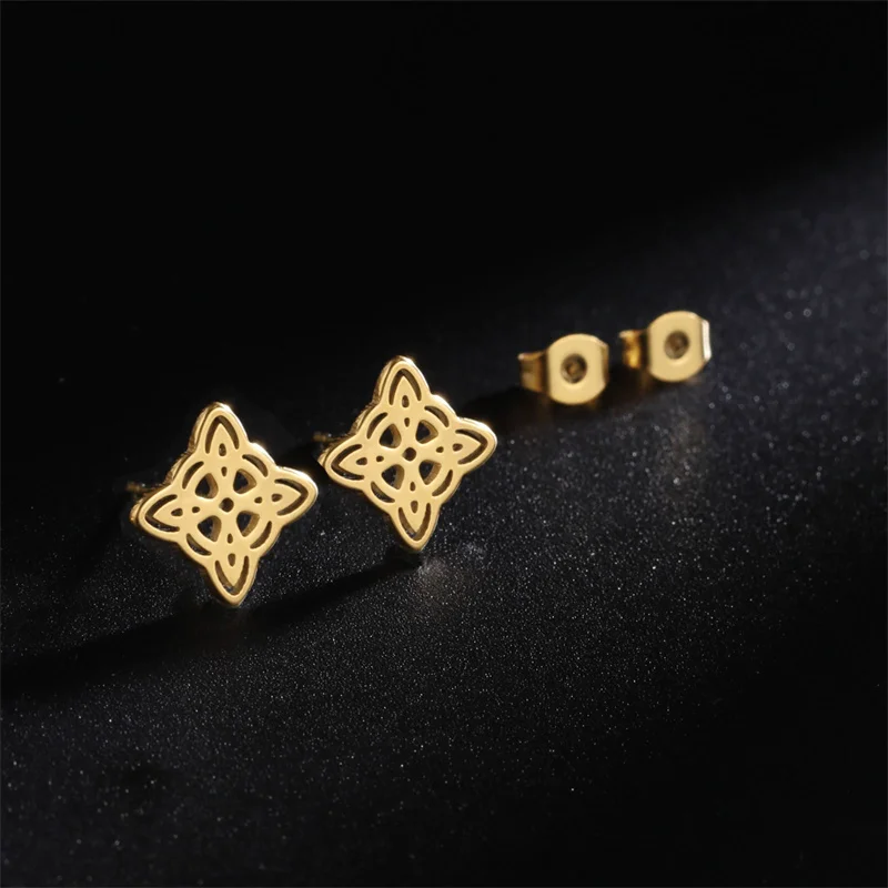 Edelstahl-Hexenknoten-Ohrstecker für Damen und Mädchen, modisch, minimalistisch, keltischer Knoten, Hexerei, Amulett, Ohrringe, Schmuck, Geschenke – Detail 29