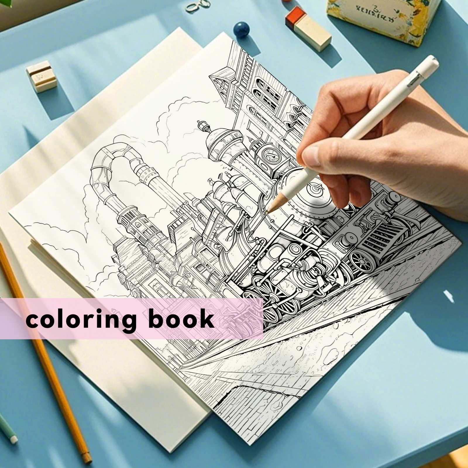 1pc Beautiful Architecture Coloring Book 24 pages Kill Time Graffiti Painting Drawing Adult Picture Book 6
