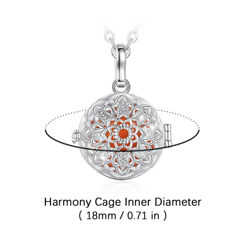 Eudora 18mm Harmony Ball Flower Cage Pendant Necklace Angel Caller Baby Chime Bola Fashion Pregnancy Jewelry Ladies Gift for Mom 2