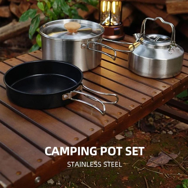 Camp Cookware Set 4pcs Camping Pots And Pans Hiking Pots And Pans  Backpacking Cook Set Nonstick