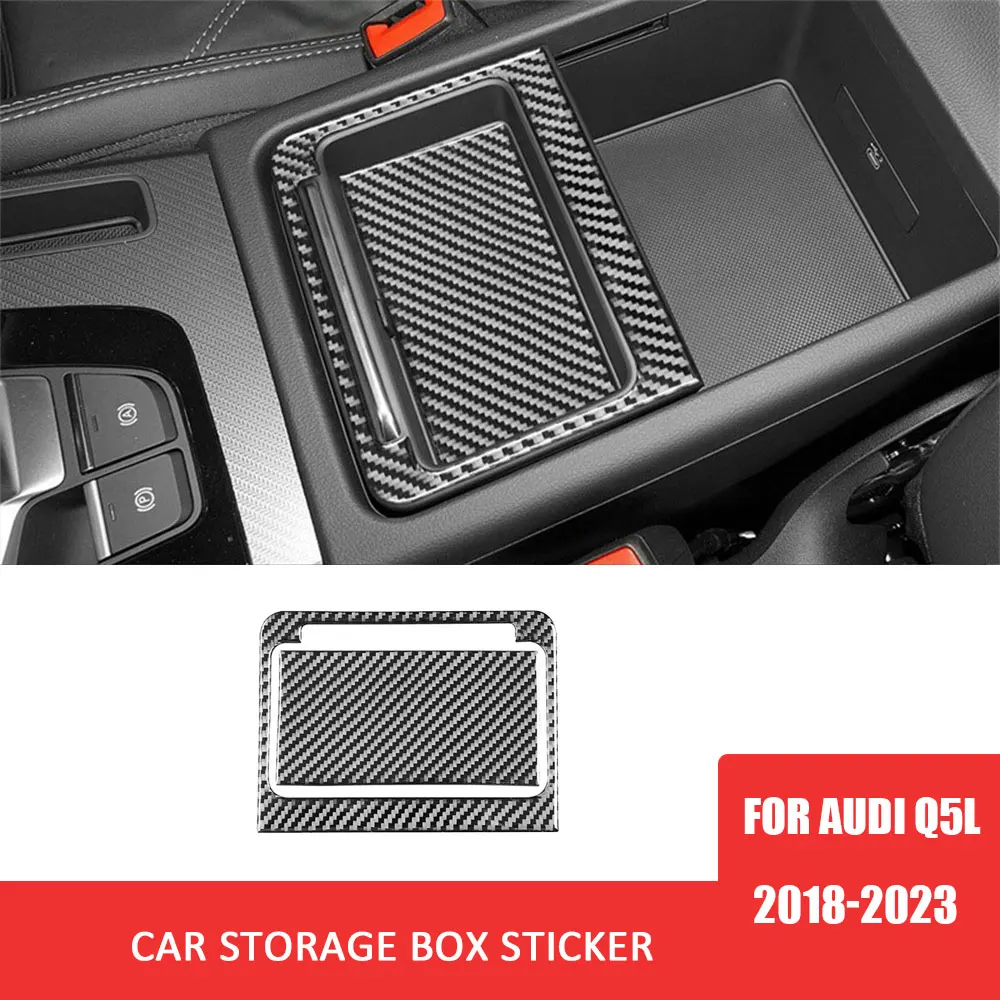 

for Audi Q5L 2018-2023 Car Storage Box Panel Trim Sticker Carbon Fiber Decoration Cover Auto Interior Accessories