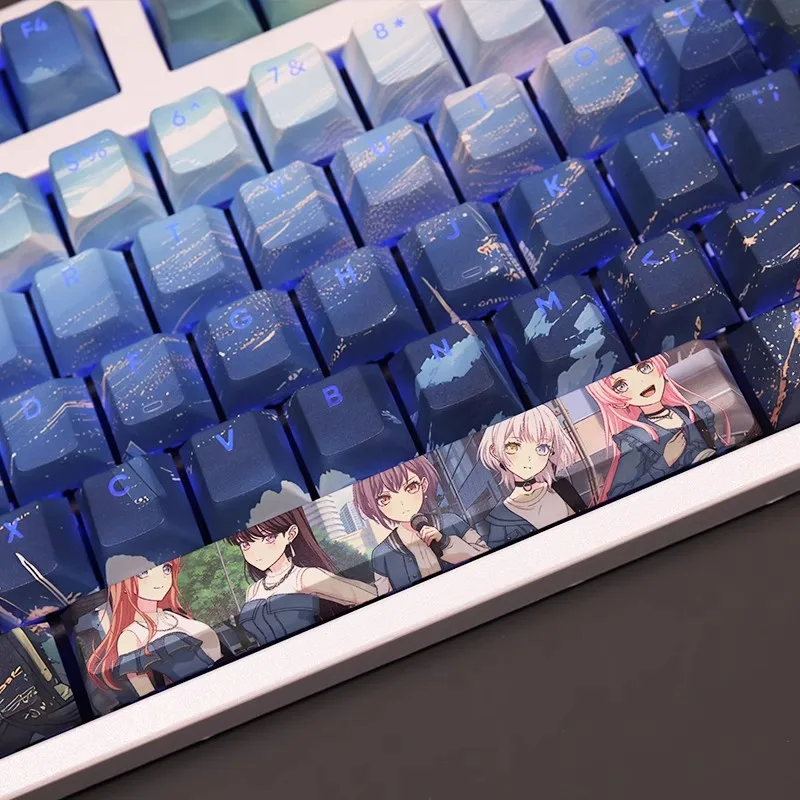 Backlit Cartoon Anime Gaming Key Caps Bang Dream é Mygo Pbt Keycap Ansi 61 87 104 108 Takamatsu 108 Chaves por Conjunto - Imagem 4