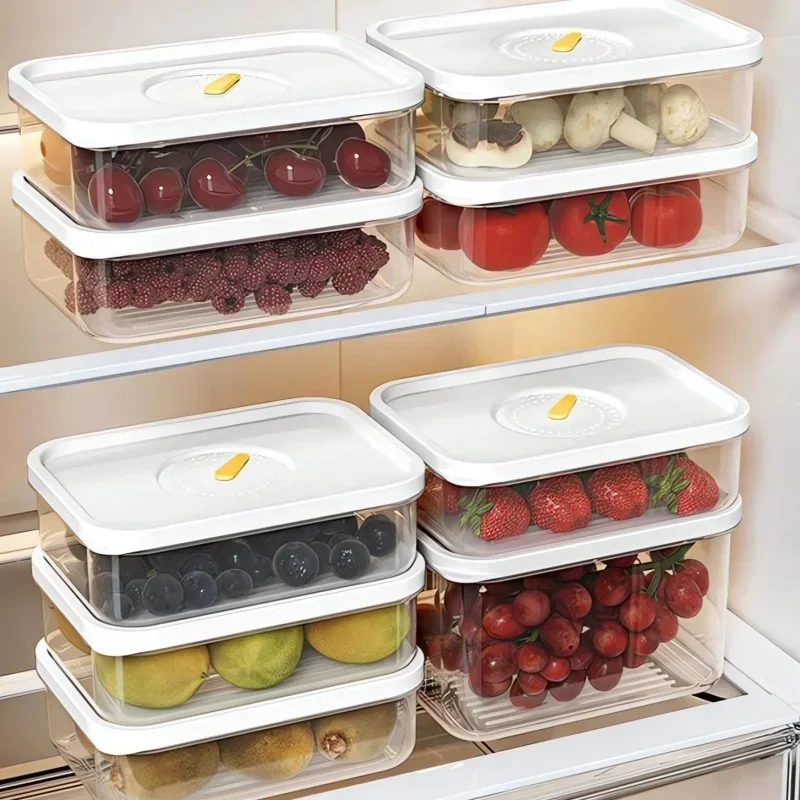 Storage Boxes 6PCS Refrigerator Frozen Meat Dispenser Food Grade Crisper Food Seal Timing Kitchen Storage