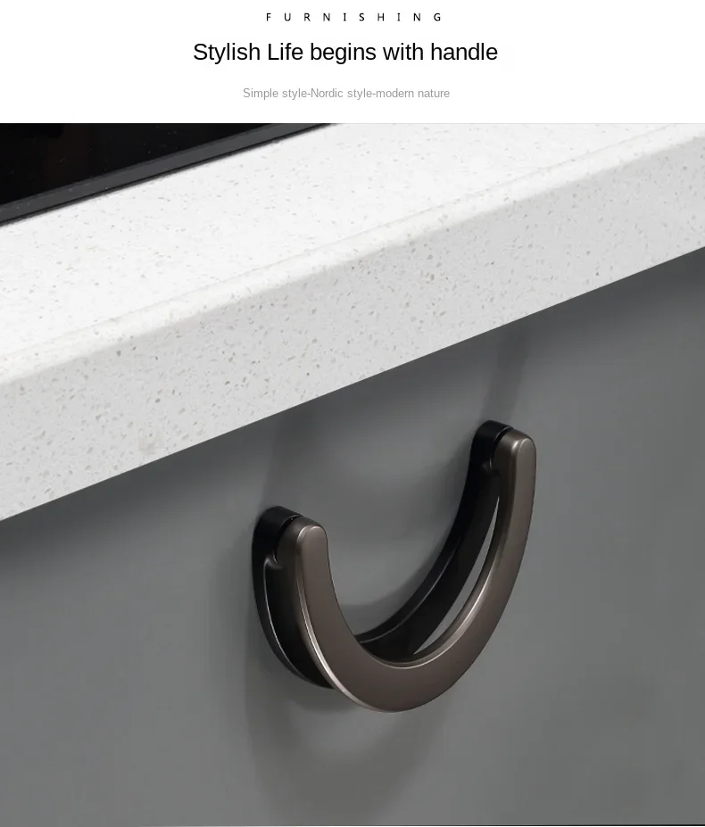 Description Picture 4 of itemZinc Alloy Semi-circular Cabinet Furniture Door Handle Modern Wardrobe Drawer Knob Bathroom Pull Ring Home Decoration