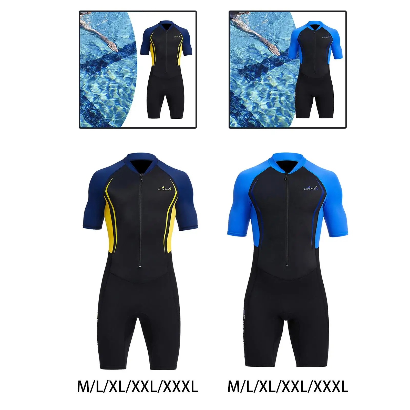 Mens Shorty Wetsuit Sun Protective Short Sleeve Full Body 1.5mm Suit Swimsuit for Diving Surfing Spearfishing Snorkeling diving suits wetsuit pants shorts