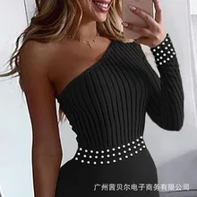 

Sexy Single Shoulder Black Women Jumpsuit 2022 Spring Summer New Fashion Elegant Long Sleeve Woman Jumpsuits