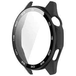 Premium Tempered Glass Watch Case: All - Around Screen Protector with Hard PC Bumper Cover for Huawei GT6 Pro 46mm (Black scale)