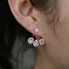 Geometric cz earring front back double sided ear stud elegance luxury wedding bridal gift fashion gorgeous women jewelry 1