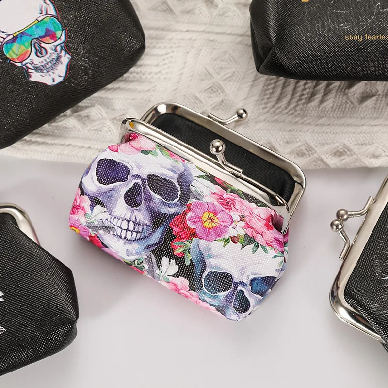 6PCS Fashion PU Leather Coin Purse Punk Rock Style Women Small Change Money Bags Holder Wallet Mini Pouch Souvenir Card