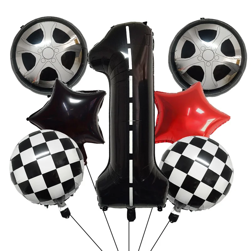 7/8/9-teiliges Rennfahrer-Geburtstagsballon-Set, Helm-Rad-Reifen-Rennballons Geburtstagsdekoration Kinder-Rennthemen-Partydekoration – Detail 3