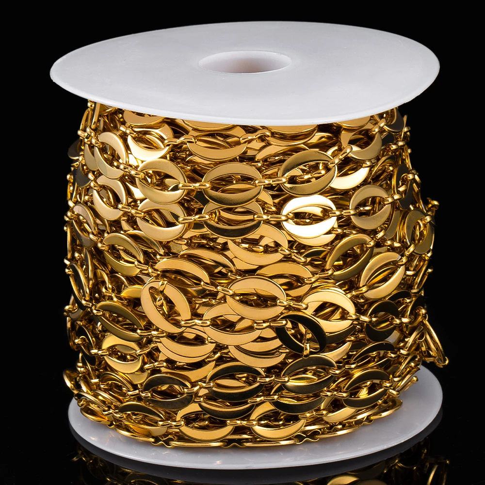 1 Meter Edelstahl vergoldet kubanische Halsketten Kette 10x14mm Buchstabe O Gliederketten DIY Armbänder Schmuckherstellung Taschen Ketten – Detail 2