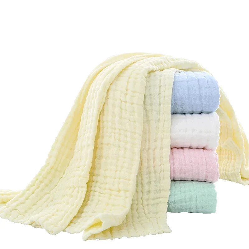 Baby Bath Towel Kids Swaddle Wrap Bedding Pure Cotton Bubble Muslin Blanket 6 Layers Infant Gauze Receiving Blanket 105*105cm - 2