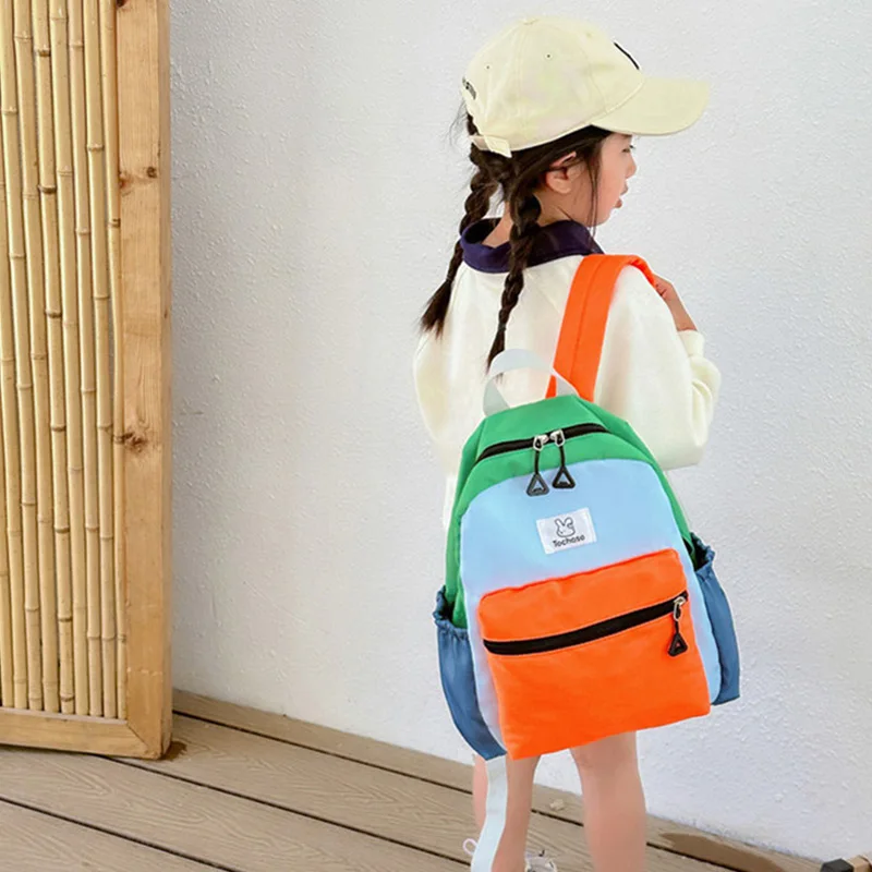 Mochilas escolares para niños, niñas y niños, mochila de jardín de infantes de bebé coreano, bolsa de viaje colorida de lona para estudiantes