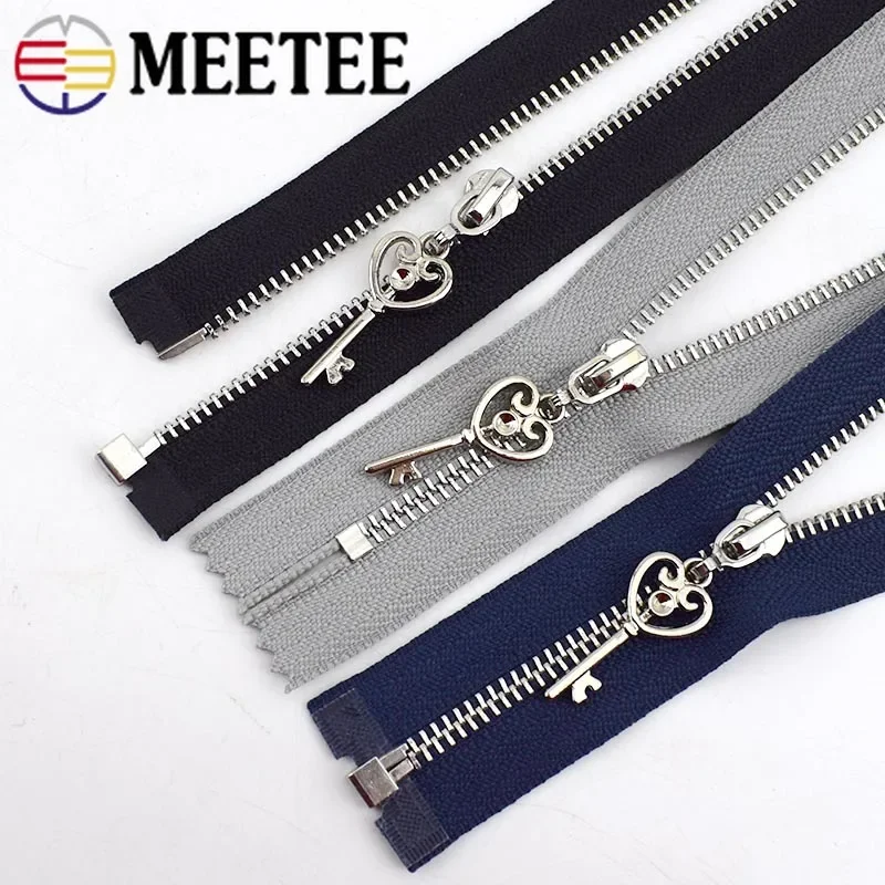 2pcs 15-30cm Close-End 40-70cm Open-End 3# Metal Zipper DIY Silver Tooth Coat Decoration Zip Garment Sewing Material Accessories
