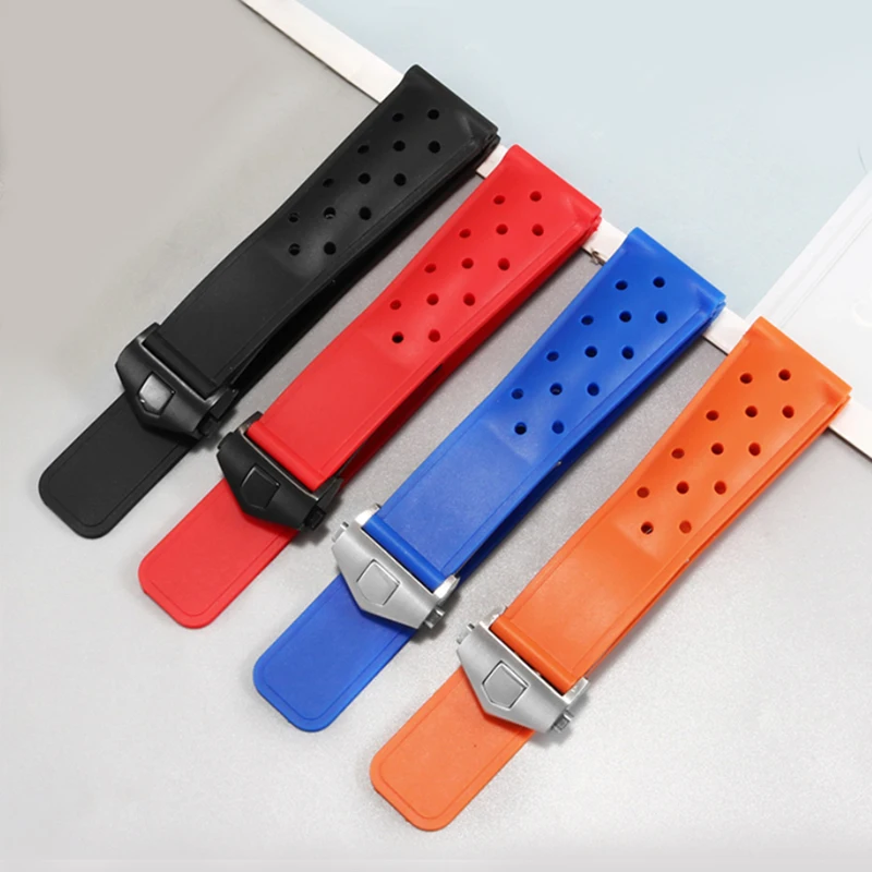 Cinturino In Gomma Per Tag Heuer F1 Caz201 Waz2113 Caz1010 Carrera Con Fibbia Pieghevole Cinturino Sportivo Cinturino In Silicone Da 22Mm