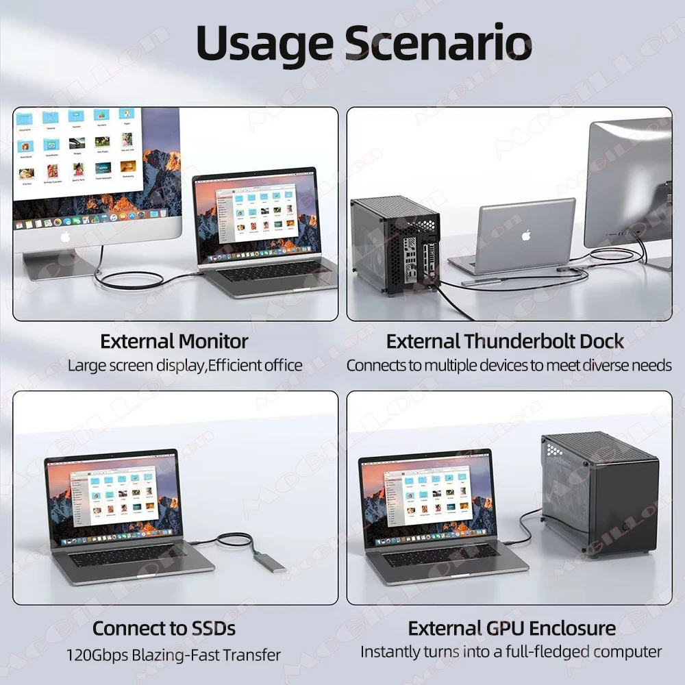 썬더볼트 5 케이블 타입 C 120Gbps USB4 Gen4 USB C to C 240W 충전 케이블 16K 호환 USB 5 썬더볼트 4/3 80Gbps eGPU용