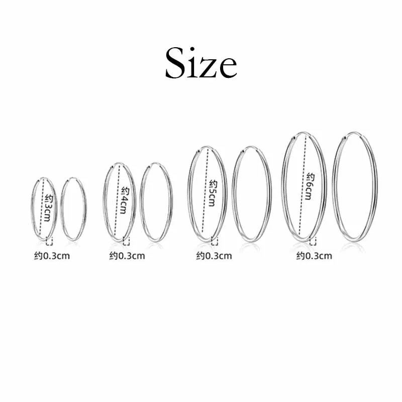 925 Sterling Silver 3/4/5/6cm Thick Hoop Earrings For Women Luxury Quality Jewelry Gifts For New Year 2024 - Image 5