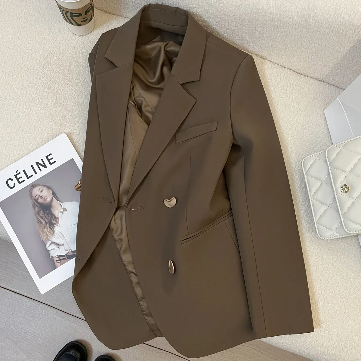 

UNXX Korean Style Women's Suit Jacket 2023 Spring and Autumn High Sense British Style Fashion Casual Office Lady Suit Blazer Top