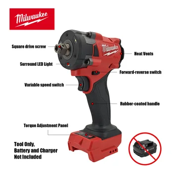 Milwaukee 400N Brushless Cordless 1/2 Electric Wrench 18V Battery Too 3