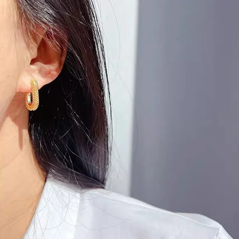 Simple Fashion Square Trendy Hoop Earrings for Women 2025 French Ins Chic Party Jewelry Gifts Wholesale