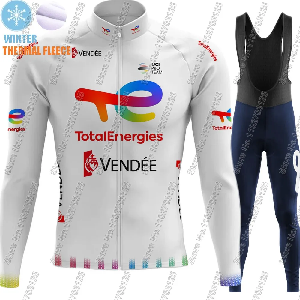 Total Energies Team Cycling Jersey Set France Suit Long Sleeve MTB Bike Road Pants Bib MTB Wear Ropa Ciclismo Maillot
