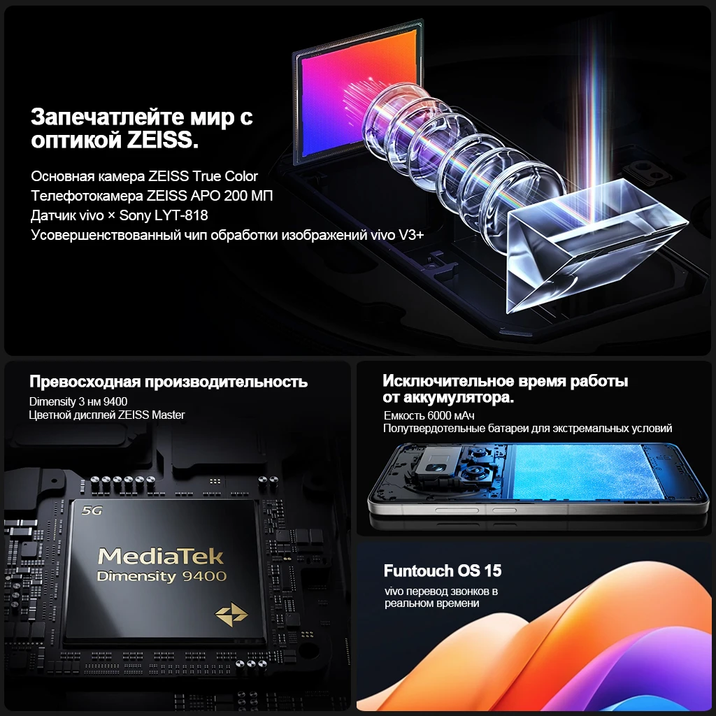 VIVO X200 Pro versión china 5G densidad 9400 CPU 6,78 pulgadas AMOLED 120HZ pantalla 6000mAh 90W cargador de Flash OTA NFC 50MP cámara