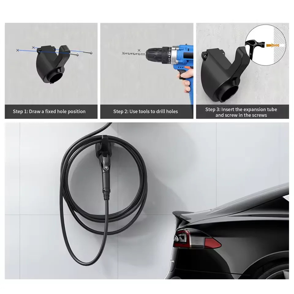 Supporto A Parete Per Cavo Di Ricarica EV J1772: Fondina In ABS Con Viti, Organizer Per Connettore Auto Elettrica, Impermeabile
