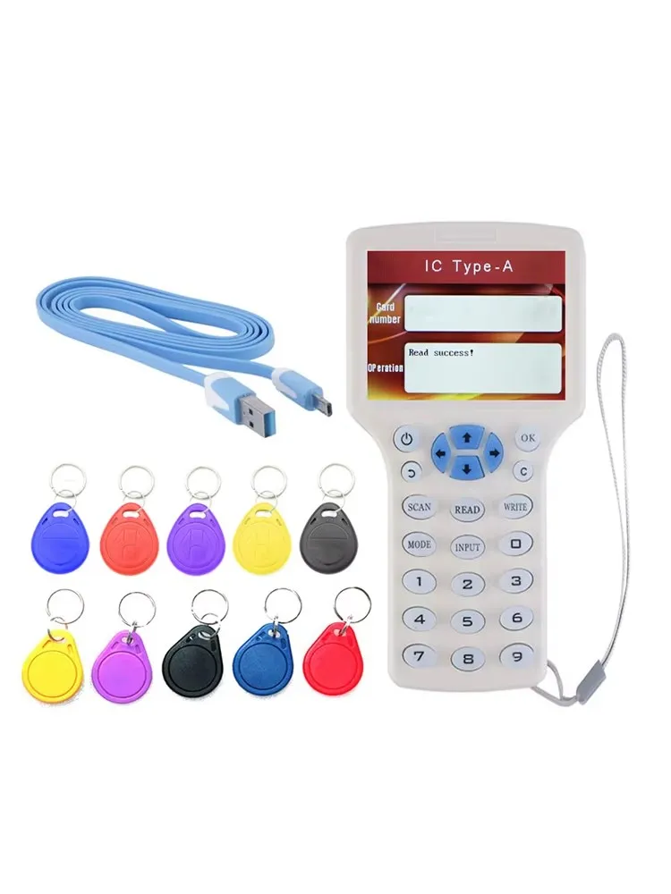 10 Frequency English Version RFID Smart Copier 13.56Mhz UID CUID Chip Card Clone Copier 125KHz T5577 Key Card Reader Programmer 6
